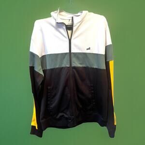 AKOO Green Black Yellow Stripe Polyester Zip Track Jacket Men's Size XXL